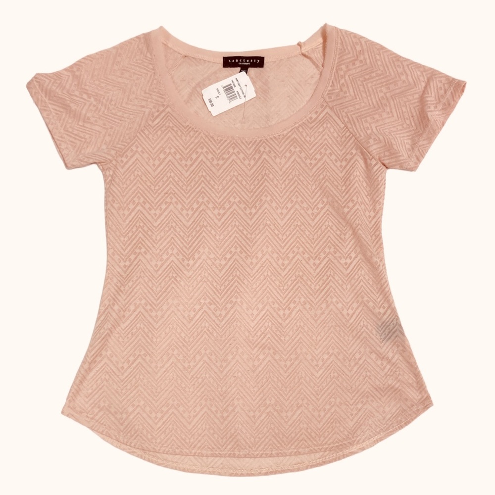 Sanctuary sheer geometric pattern pale pink top